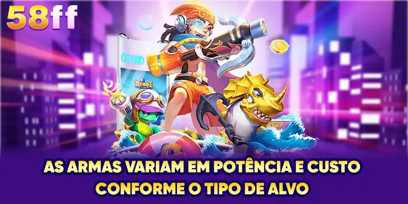 As armas variam em potência e custo conforme o tipo de alvo